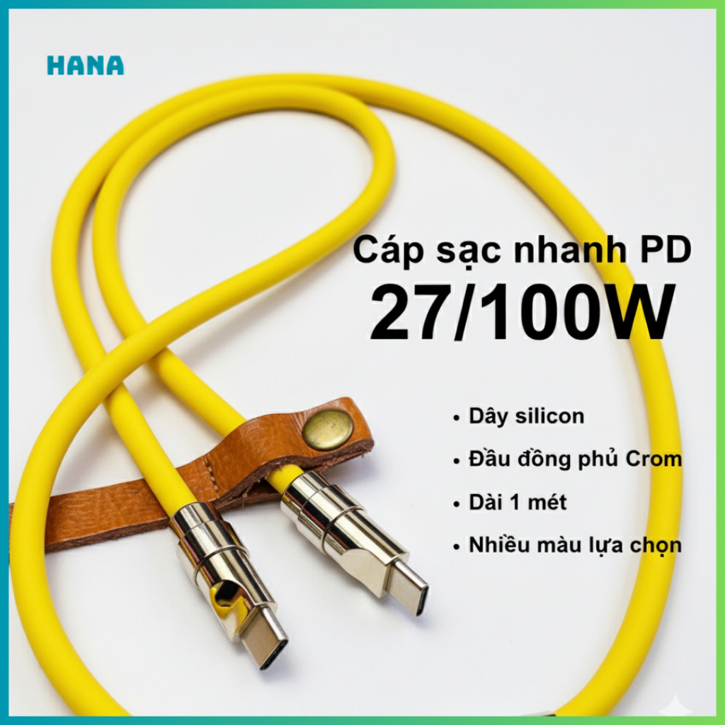 Dây cáp sạc nhanh 240W Type C - Dài 1 mét - Chip Emarker - Dây silicon mềm - Đầu sạc kim loạI - Decor đep (M3)