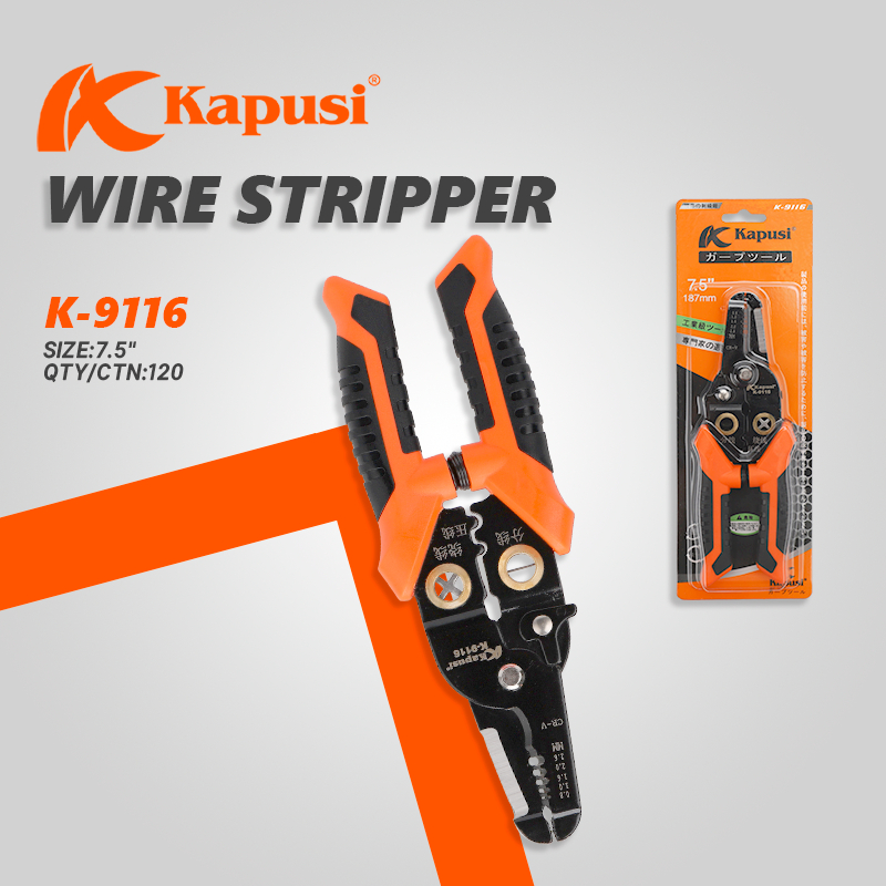 Kìm Tuốt Dây Điện Có Lò Xo Kapusi 7.5 Inch | Kìm Cắt, Kìm Tuốt, Kìm Bấm Đa Năng - k9120