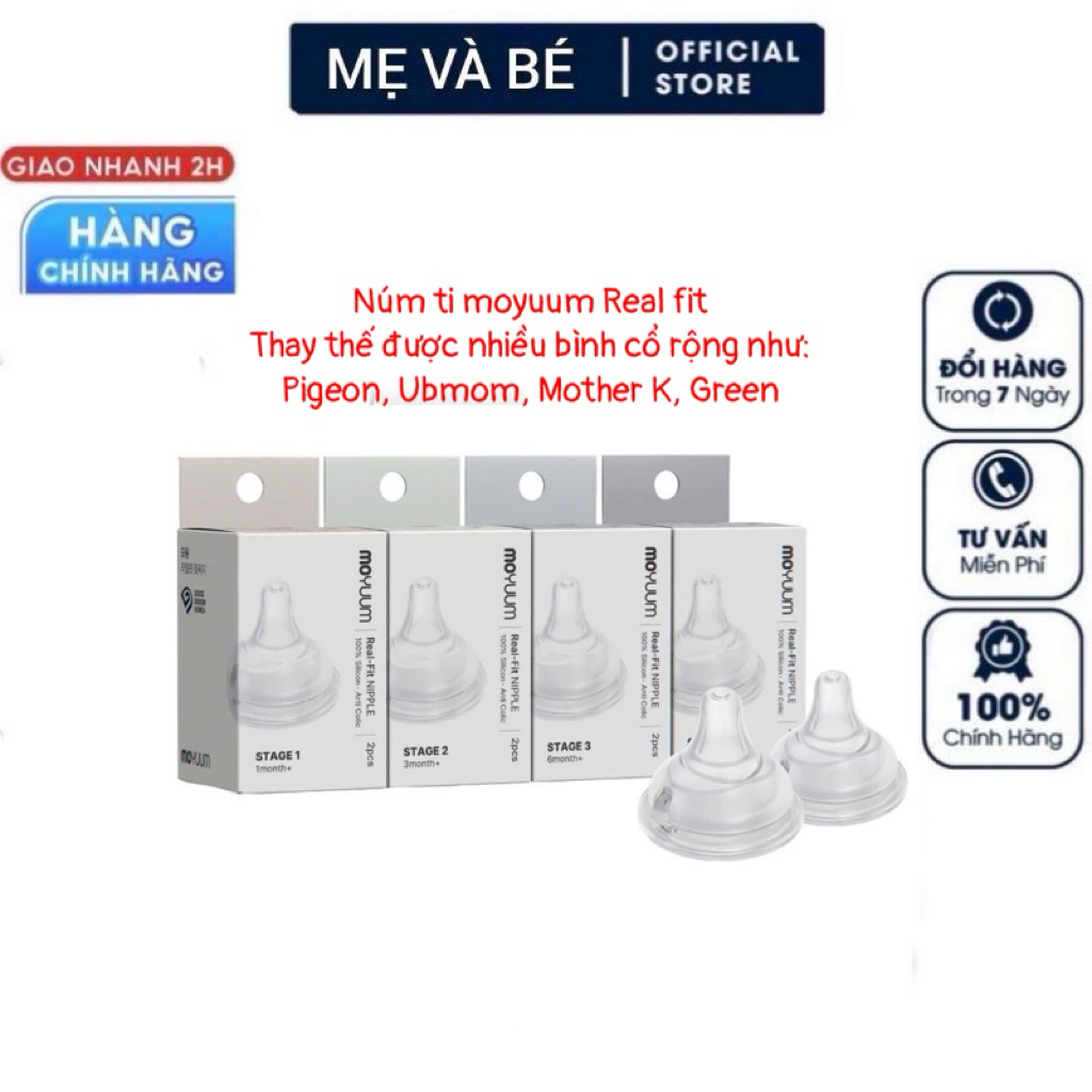 Núm ti moyuum Hàn Quốc đủ size, núm mềm phù hợp nhiều bình cổ rộng 5cm ...