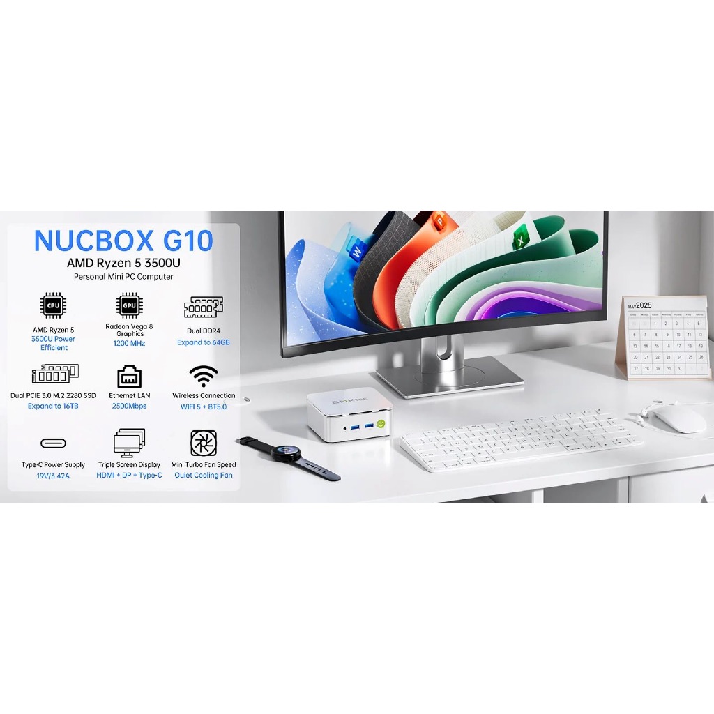 Mini PC GMKtec NUCBOX G10 | DDR4 NVMe | Ryzen 5 3500U | 3 màn hình | 2.5Gb LAN | Máy bàn nhỏ gọn | BigBuy360 - bigbuy360.vn