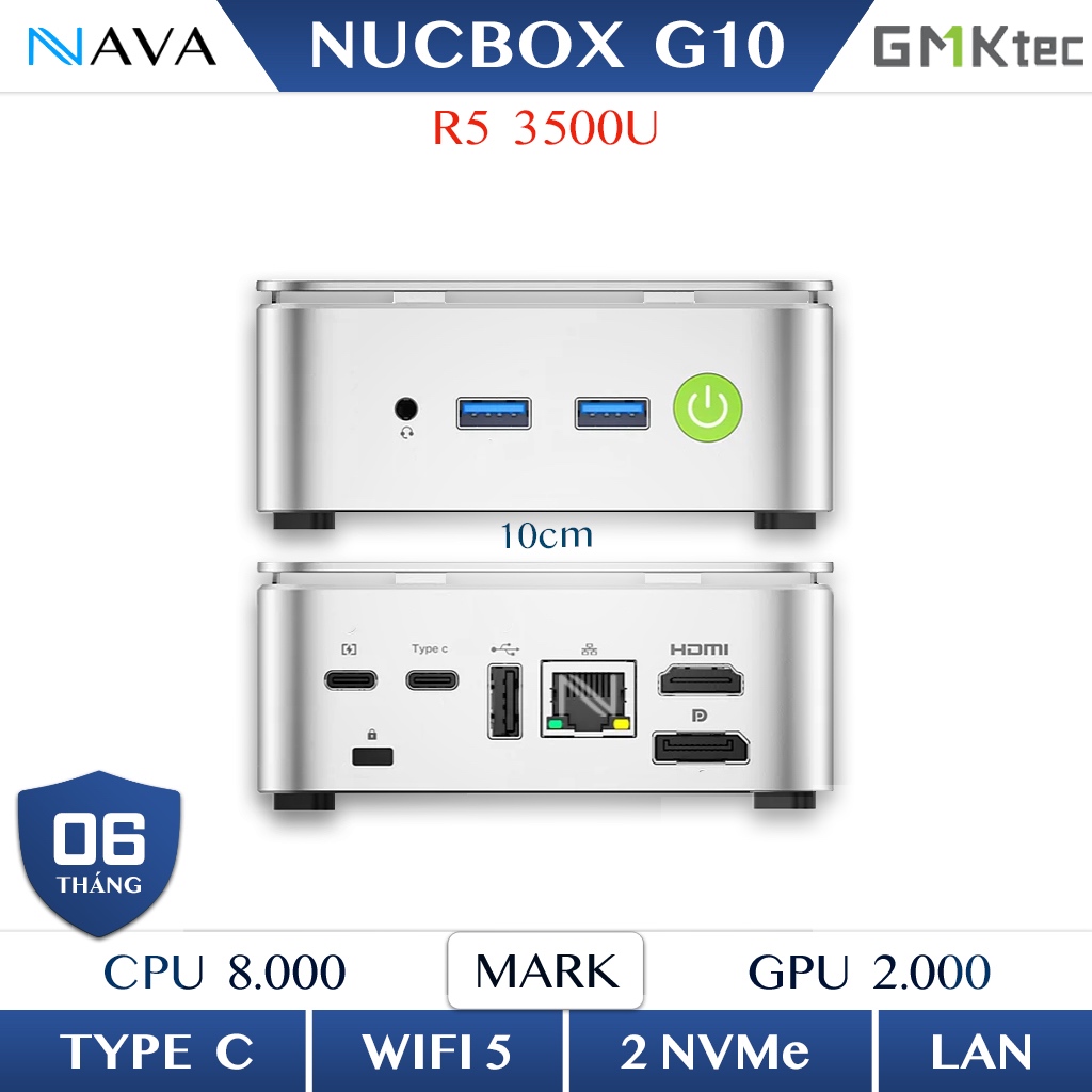 Mini PC GMKtec NUCBOX G10 | DDR4 NVMe | Ryzen 5 3500U | 3 màn hình | 2.5Gb LAN | Máy bàn nhỏ gọn | BigBuy360 - bigbuy360.vn