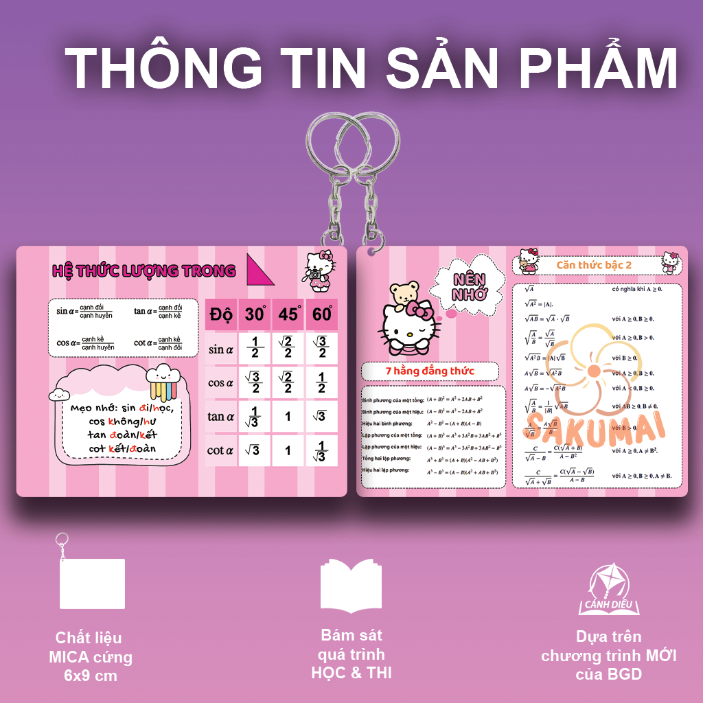 Móc Toán Học, Móc Công Thức Toán Học In 2 Mặt Chất Liệu Acrylic Cứng Cáp Chắc Chắn Dùng Làm Quà Tặng Học Tập - SakuMai