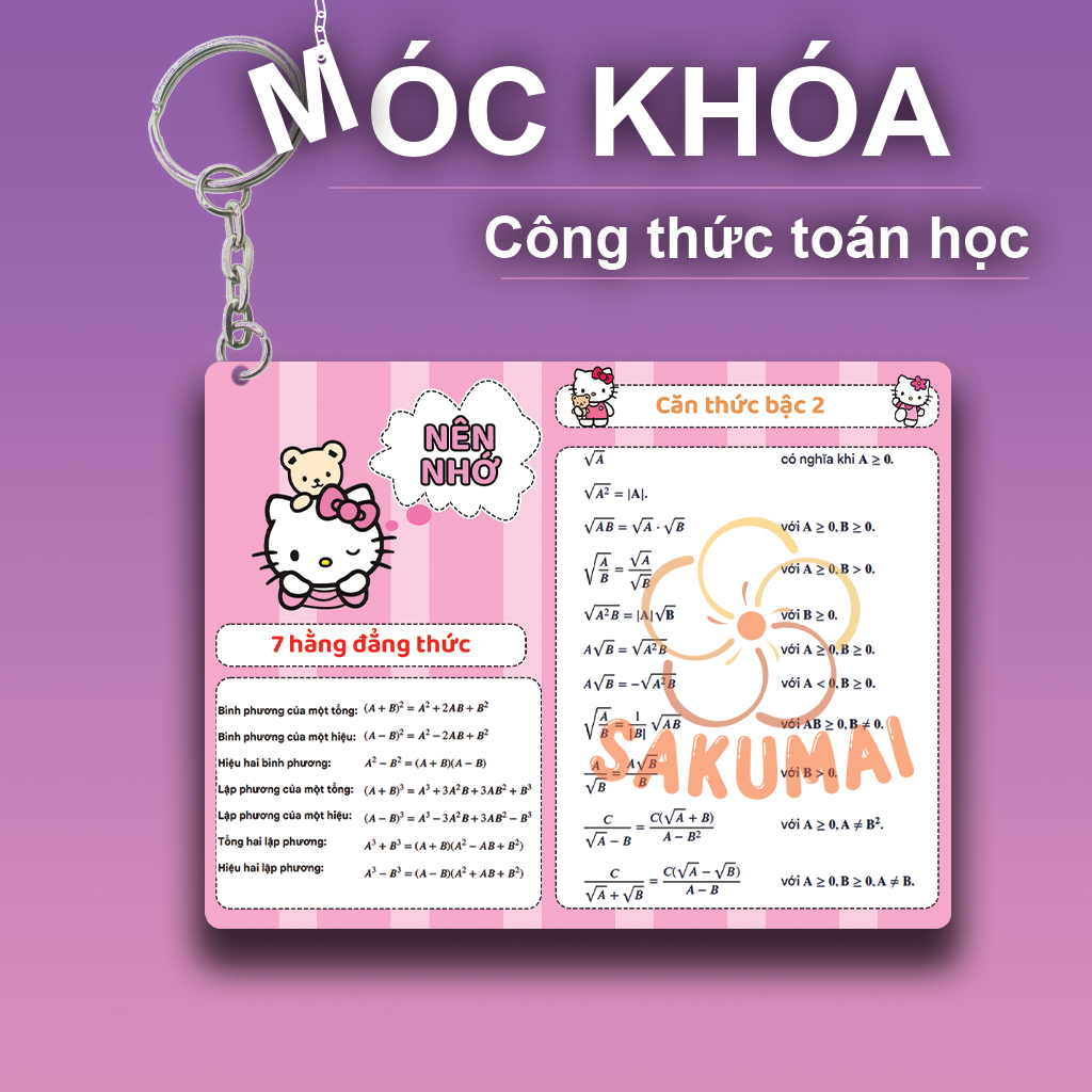 Móc Toán Học, Móc Công Thức Toán Học In 2 Mặt Chất Liệu Acrylic Cứng Cáp Chắc Chắn Dùng Làm Quà Tặng Học Tập - SakuMai