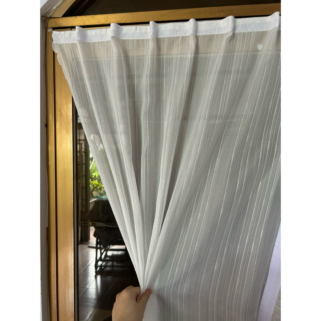Rèm Dán Voan gân (GÂN BẠC), voan Mỏng, dùng để trang trí căn phòng, homestay thêm xinh xắn đáng yêu, không che nắng được
