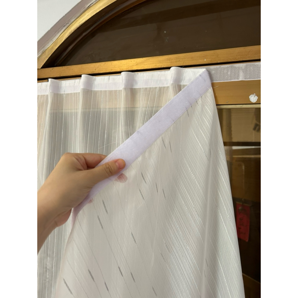 Rèm Dán Voan gân (GÂN BẠC), voan Mỏng, dùng để trang trí căn phòng, homestay thêm xinh xắn đáng yêu, không che nắng được