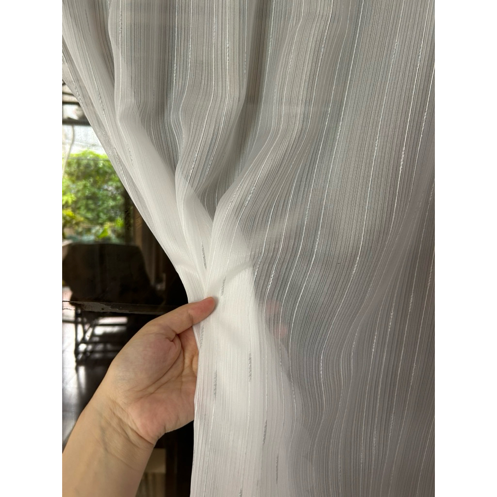 Rèm Dán Voan gân (GÂN BẠC), voan Mỏng, dùng để trang trí căn phòng, homestay thêm xinh xắn đáng yêu, không che nắng được