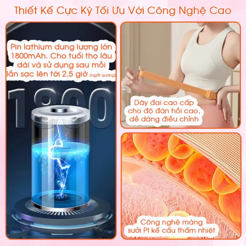 Đai giảm đau bụng kinh, chườm ấm bụng. Máy massage làm nóng bụng cho phụ nữ đến kì