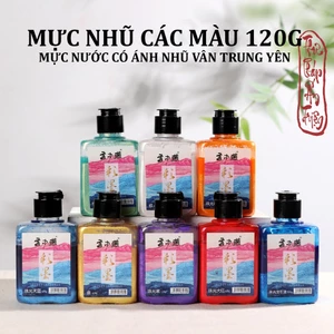 Mực Tàu Mực Nước Mực Nhũ Vàng Các Màu 120g Vân Trung Yên Có Nhũ Ánh Kim Viết Chữ