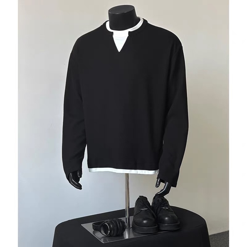 Áo thun Tay dài Cổ tròn mix Style KORIA ICVCVNI Unisex