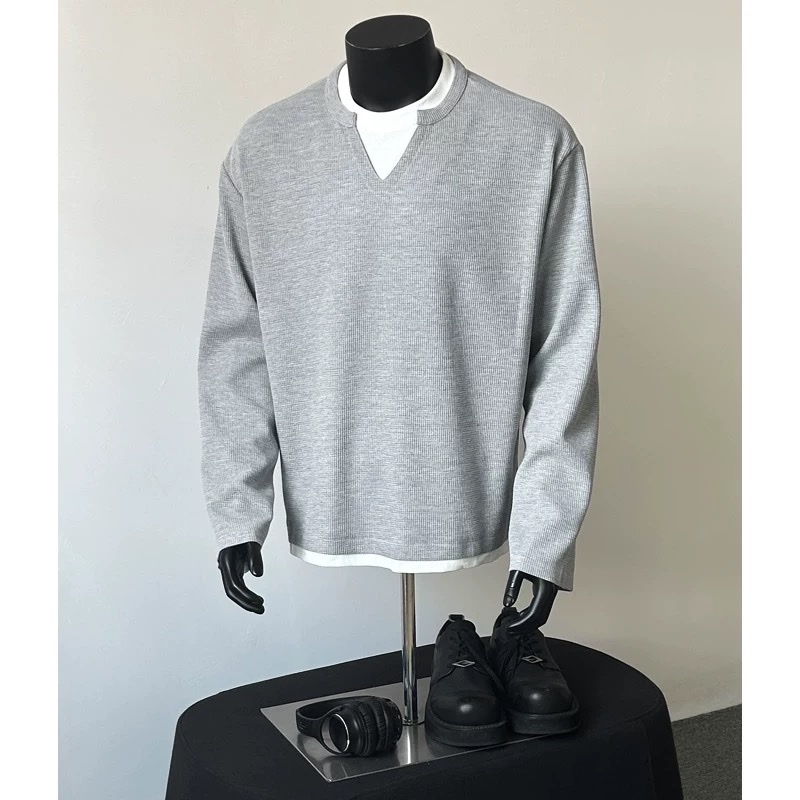 Áo thun Tay dài Cổ tròn mix Style KORIA ICVCVNI Unisex
