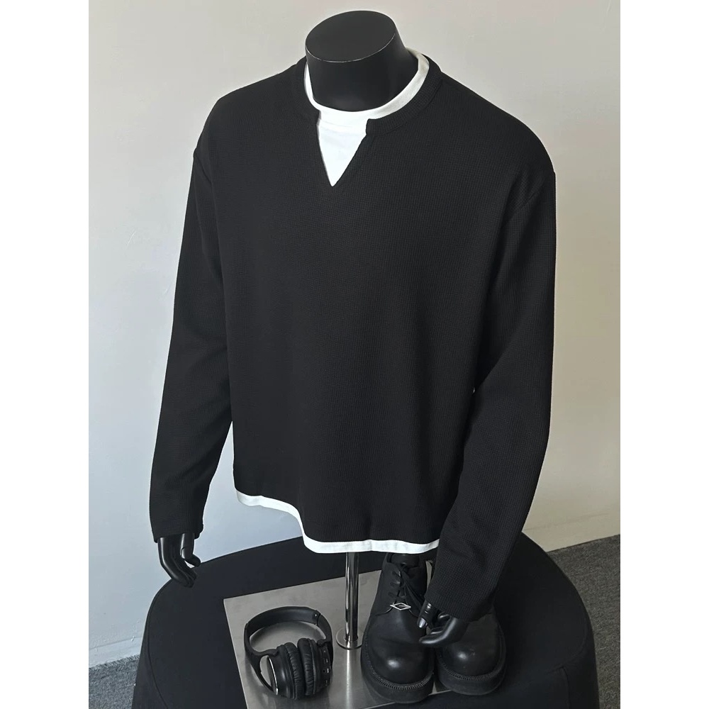 Áo thun Tay dài Cổ tròn mix Style KORIA ICVCVNI Unisex