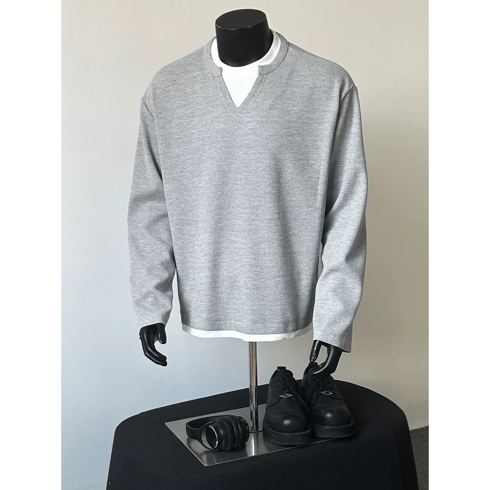 Áo thun Tay dài Cổ tròn mix Style KORIA ICVCVNI Unisex