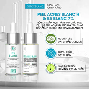 Combo hỗ trợ giảm mụn viêm, mụn đầu đen, lcl lớn Peel Acnes Blanc H 20ml + Serum B5 phục hồi, cấp ẩm cho da