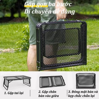 Bàn cắm trại, bàn lưới cắm trại gấp, có thể điều chỉnh chiều cao, bàn cắm trại di động, nhẹ và dễ mang theo