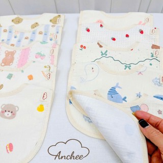 Set 3 yếm chống thấm họa tiết, dáng vuông, tròn, hoa, chống thấm tốt, chất cottom mềm mại Anchee