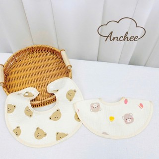 Set 3 yếm chống thấm họa tiết, dáng vuông, tròn, hoa, chống thấm tốt, chất cottom mềm mại Anchee
