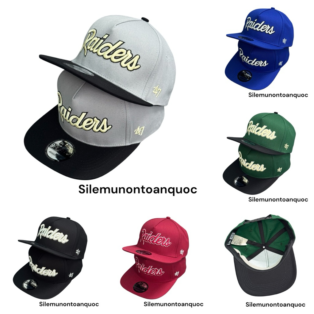 Mũ bóng chày 47 mỏ hiphop - Nón snapback thêu nổi Raider thời trang đường phố nam nữ siêu chất
