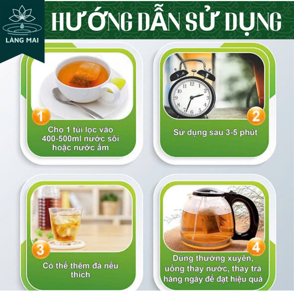 Trà Tía Tô - Làng Mai - 6 Vị  hộp 30 gói được sấy tự nhiên, trà có vị ngọt thanh, hậu vị mát.