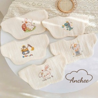 Set 2 Yếm hình hoa xô muslin in họa tiết hoạt hình đáng yêu