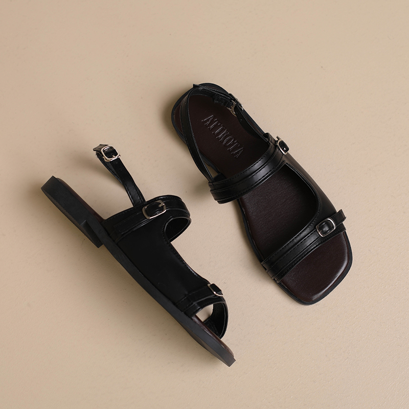 Atikota Dép Sandal Nữ Đế Phẳng Nhẹ Chống Trượt Mũi Vuông Thời Trang Cho Hoạt Động Hàng Ngày
