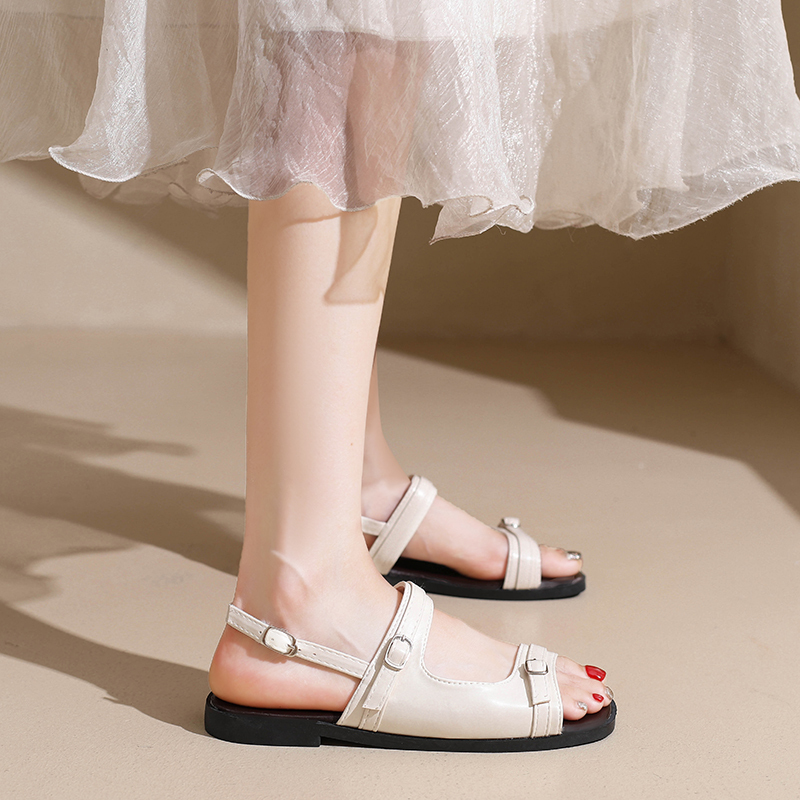 Atikota Dép Sandal Nữ Đế Phẳng Nhẹ Chống Trượt Mũi Vuông Thời Trang Cho Hoạt Động Hàng Ngày