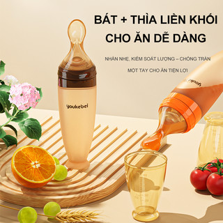 Youkebei Muỗng silicone cho bé ăn dặm muỗng cho trẻ sơ sinh muỗng mềm ép bằng bình sữa công cụ cho bé ăn dặm