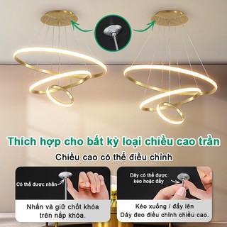Đèn thả trần phòng khách 3 vòng đèn chùm trang trí đèn ốp trần 3 màu