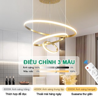 Đèn thả trần phòng khách 3 vòng đèn chùm trang trí đèn ốp trần 3 màu