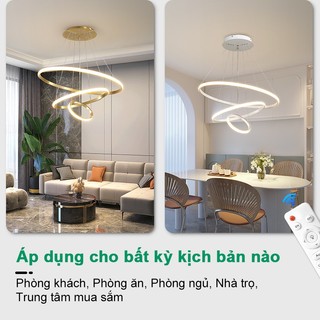 Đèn thả trần phòng khách 3 vòng đèn chùm trang trí đèn ốp trần 3 màu