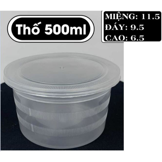 3 hộp nhựa, thố nhựa 500ml đựng cơm,cháo dinh dưỡng, hũ nhựa thố nhựa chịu nhiệt kèm nắp dùng 1 lần 500ml TT