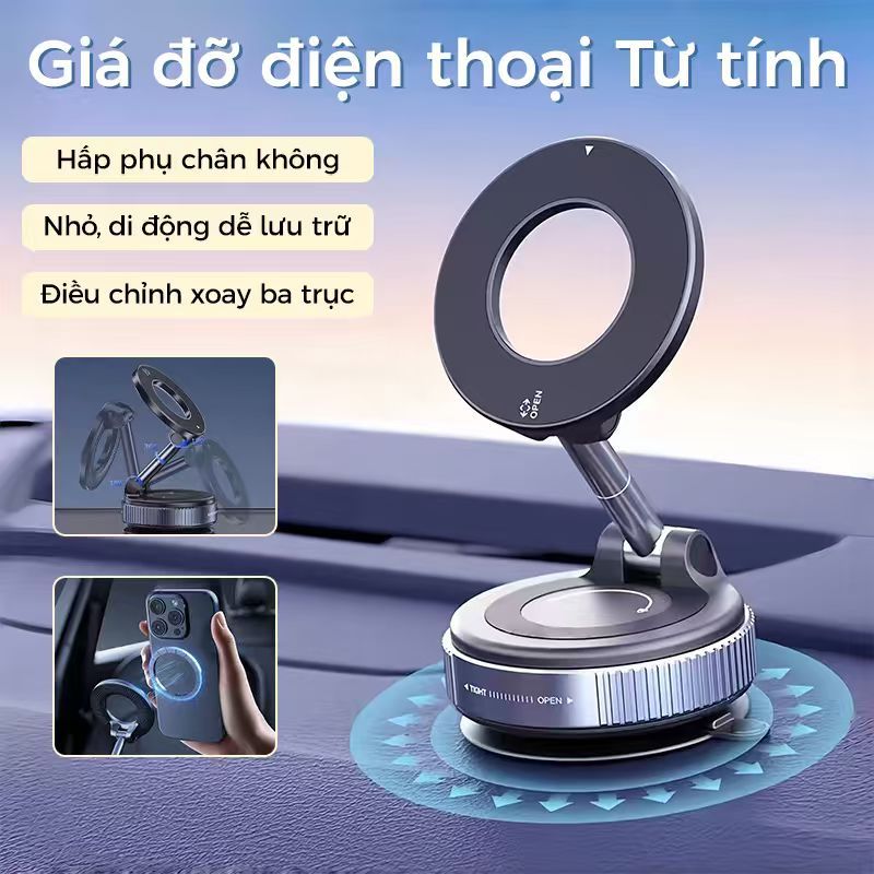 Giá đỡ điện thoại từ tính, cốc từ tính xoay 360°, thích hợp cho bảng điều khiển, cửa sổ ô tô, máy tính để bàn và phòng