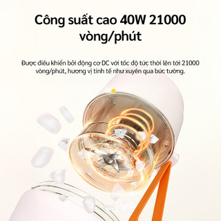 OOKAS Máy xay sinh tố di động 500ml, Có thể xay đá, 10 Lưỡi, Mạnh mẽ, Pin lớn sạc nhanh Type-C