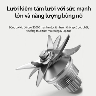 OOKAS Máy xay sinh tố di động 500ml, Có thể xay đá, 10 Lưỡi, Mạnh mẽ, Pin lớn sạc nhanh Type-C