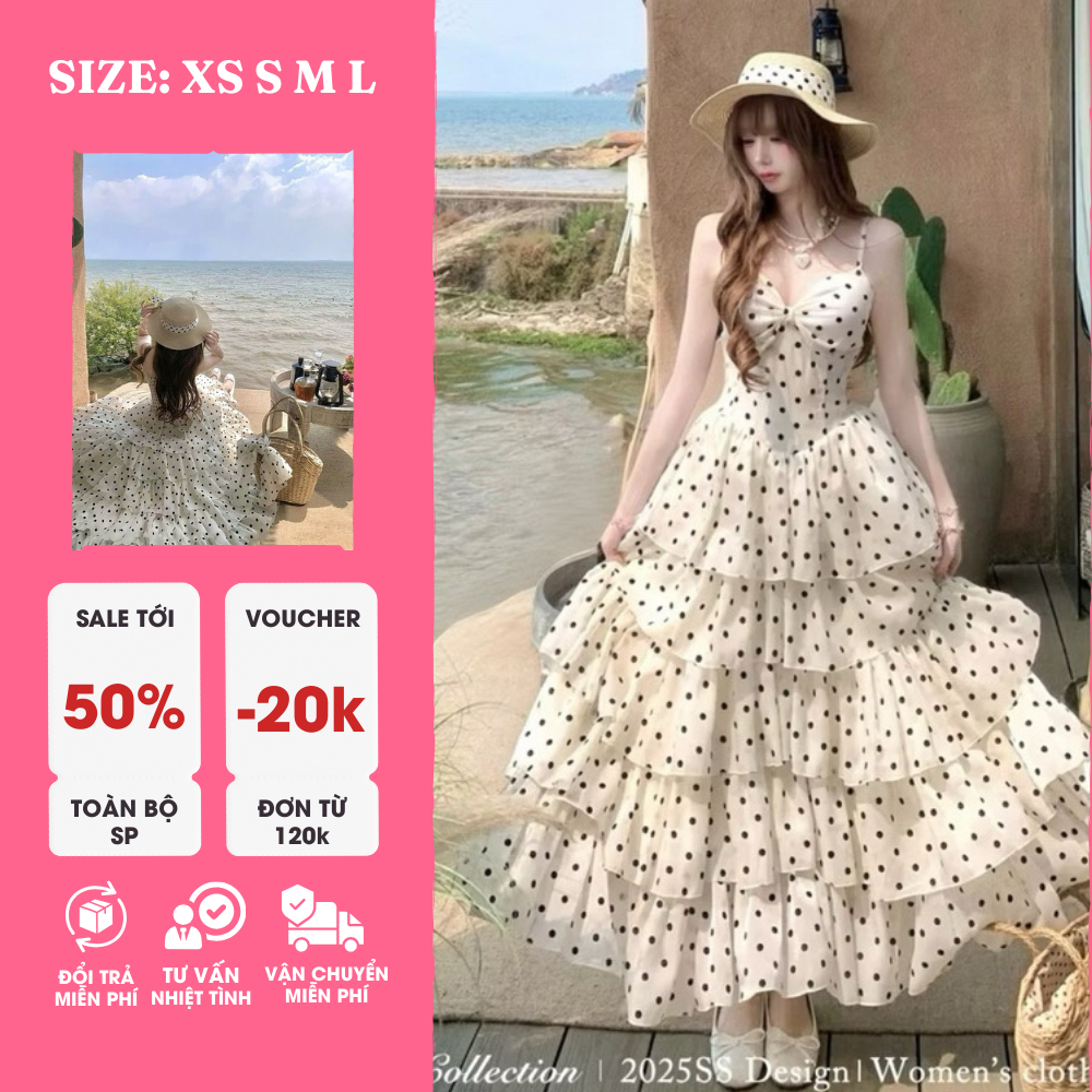 Đầm Voan Nhiều Tầng Xoè Maxi Hai Dây Nữ Tính Thanh Lịch – Đầm Dạo Phố, Đi Biển, Du Lịch, Hẹn Hò Cao Cấp