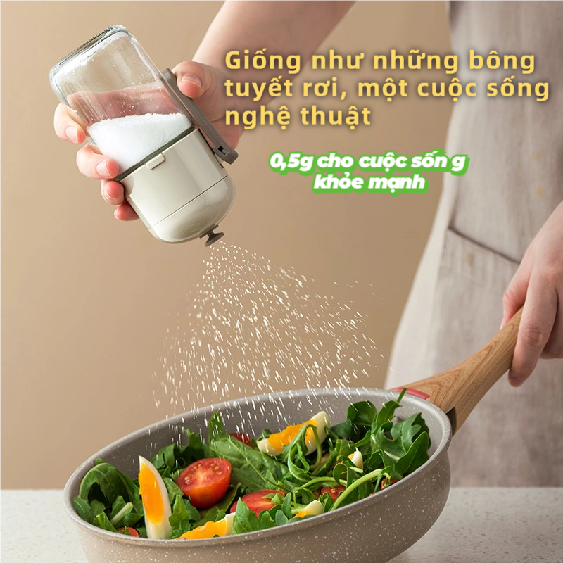 Hũ Đựng Gia Vị Thủy Tinh Cao Cấp Chống Ẩm, Lấy Gia Vị Tiện Lợi Không Cần Muỗng