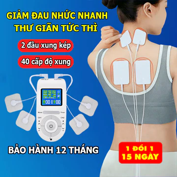 Máy mát xa xung điện, máy điện xung 4 miếng dán vật lí trị liệu, giảm đau mỏi lưng cổ vai gáy tốt