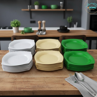 Combo 10 Đĩa phíp vuông 4 size nhiều màu nhựa phíp Melamine chịu nhiệt tốt hàng có sẵn