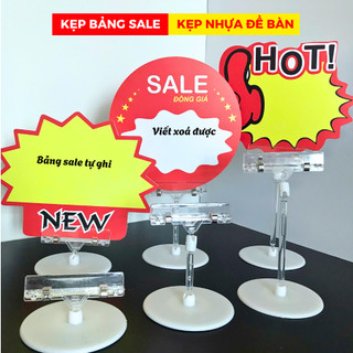 Combo 2 Kẹp nhựa để bàn, Kẹp bảng sale giảm giá sản phẩm trong cửa hàng, siêu thị