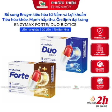 Men tiêu hóa, lợi khuẩn Enzymax Duo Biotics, Enzymax Forte enzyme hỗ trợ tiêu hóa, đầy hơi khó tiêu