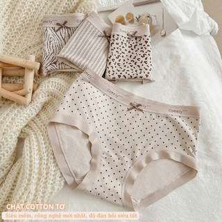 Combo 10 Quần Lót Nữ Cotton Họa Tiết Cổ Điển Mềm Mại Co Giãn Size M L XL Mã 115