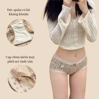 Combo 10 Quần Lót Nữ Cotton Họa Tiết Cổ Điển Mềm Mại Co Giãn Size M L XL Mã 115