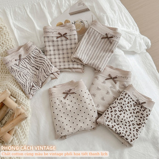 Combo 10 Quần Lót Nữ Cotton Họa Tiết Cổ Điển Mềm Mại Co Giãn Size M L XL Mã 115