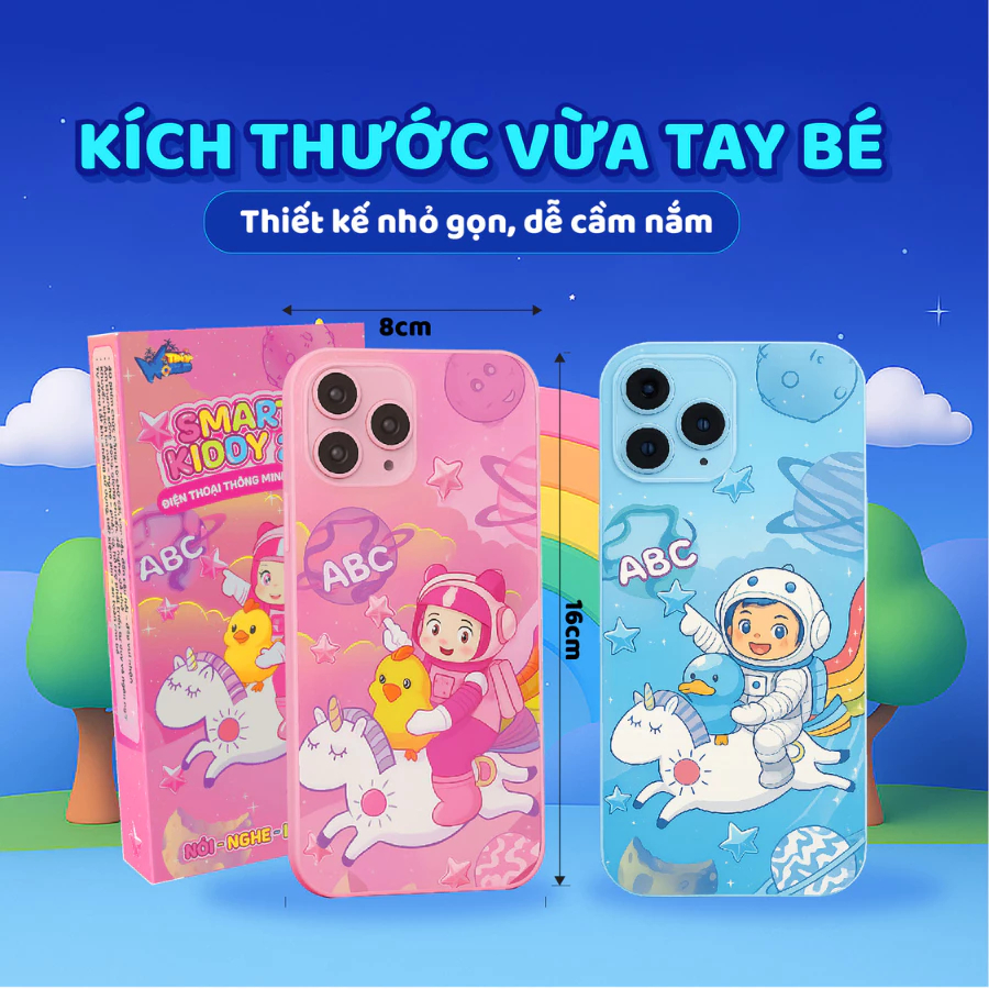 Điện Thoại Thông Minh 40 phím Smart Kiddy 2+ Cho Bé 2–6 Tuổi Học Tiếng Anh, Chữ số, Kĩ Năng – Không Màn Hình Xanh