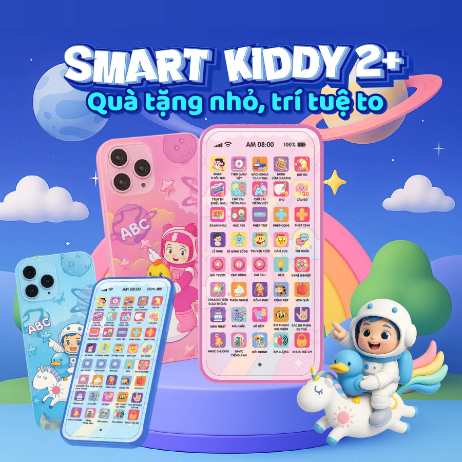 Điện Thoại Thông Minh 40 phím Smart Kiddy 2+ Cho Bé 2–6 Tuổi Học Tiếng Anh, Chữ số, Kĩ Năng – Không Màn Hình Xanh