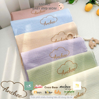 Khăn tắm màu Hàn Quốc 2 lớp cao cấp cho bé Anchee, mềm mỏng, thấm hút tốt, nhanh khô.