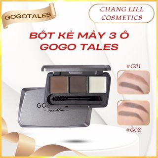 Bột Kẻ Chân Mày GOGO TALES 3 Ô Kiêm Tạo Khối Bền Màu Chống Thấm Nước Eyebrow Powder Kèm Cọ Vẽ 2 Đầu GT583
