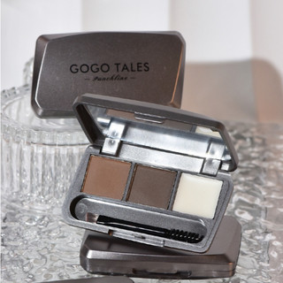 Bột Kẻ Chân Mày GOGO TALES 3 Ô Kiêm Tạo Khối Bền Màu Chống Thấm Nước Eyebrow Powder Kèm Cọ Vẽ 2 Đầu GT583