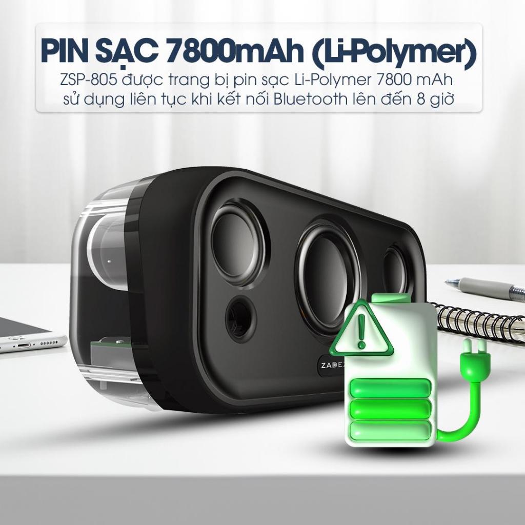 Loa Nghe Nhạc Bluetooth ZADEZ ZSP-805, Đa Dạng Cổng Kết Nối, Thời Gian Nghe Nhạc Liên Tục Đến 8 Giờ