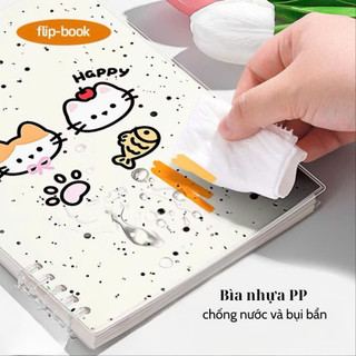 Sổ vở còng nhựa thay được giấy A5 B5 bìa lót hoạ tiết Friends Capibara  + Ruột sổ Bonzai