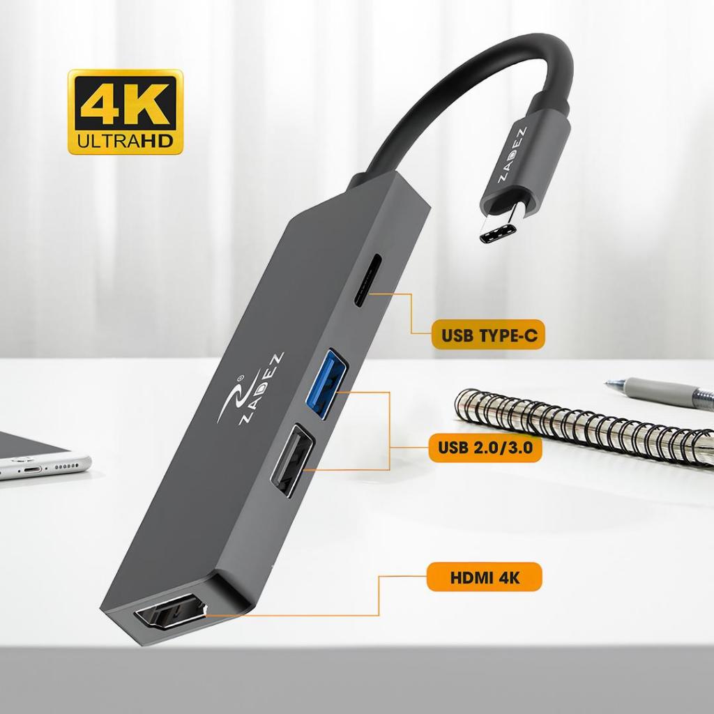 Bộ Chuyển Đổi ZADEZ ZAH-514, Chuyển Đổi USB-C Cao Cấp, Thiết Kế 4 Cổng Kết Nối Tiện Lợi